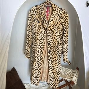 LAMB cotton trench coat in leopard print